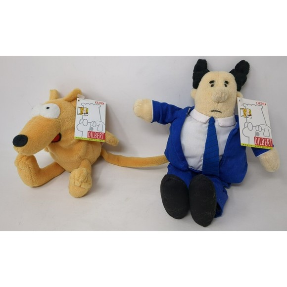 Dilbert Pointy Haired Boss‎ & Ratbert Plush Stuffed Doll Lot NEW Gund VTG 90s - Picture 1 of 11